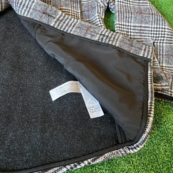 Zara Kids Long Sleeve Pockets Plaid Grey Wool Oversized Shirt Jacket Size 9-10 - Picture 7 of 14